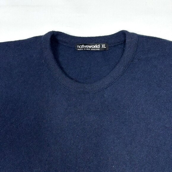 Native World New Zealand Blue Possum Merino Wool Silk Pullover Sweater Mens XL - Picture 4 of 8